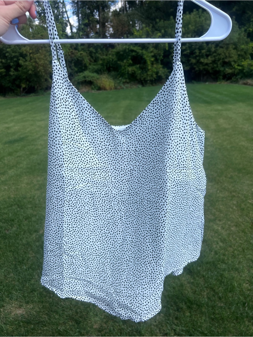 MINE Black and White Polka Dot Cami Tank Top L